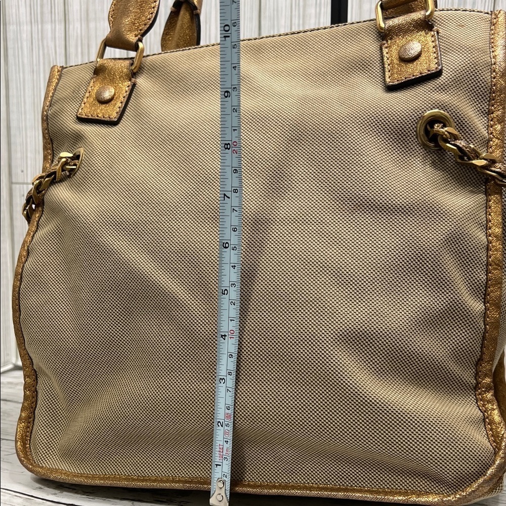 Chloé Gold Metallic Tote Bag Large Logo Shoulder Bag Designer Handbag - Picture 11 of 16